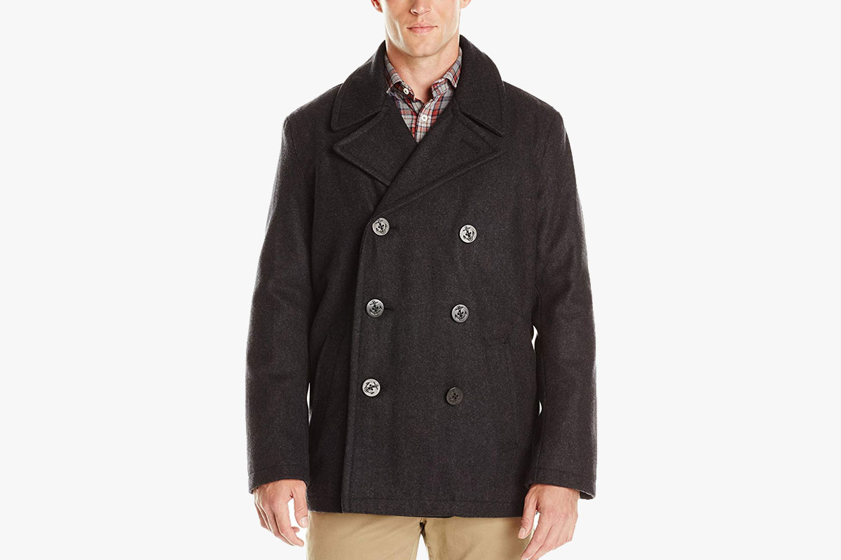 Tommy Hilfiger Men's Wool Melton Classic Double Breasted Peacoat