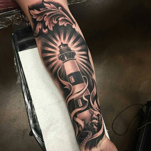 Bright Lighthouse Forearm Piece for Men