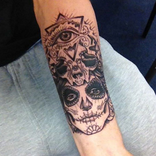 Candy Skull Cultural Tattoo Design