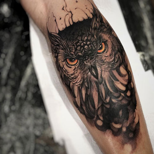 Detailed Owl Tattoo Idea for Men