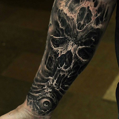Half Sleeve Biomechanical Tattoo Design Idea