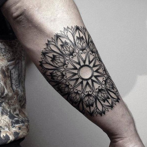 Symmetrical Floral Outer Forearm Tattoo Idea