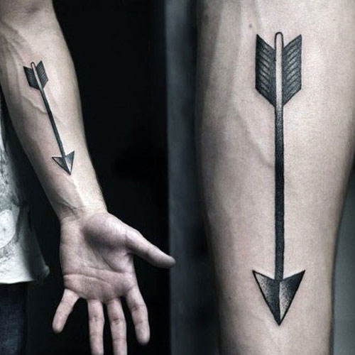 Tattoo of an Arrow Pointing Downward