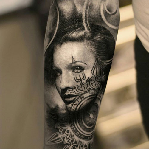 Tattooed Profile of a Woman on Your Forearm