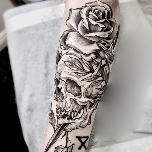 Thin Line Art-Inspired Forearm Piece for Hipster Men