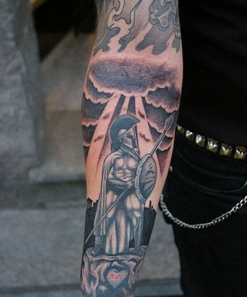 Uniquely Shaded Warrier Forearm Tattoo