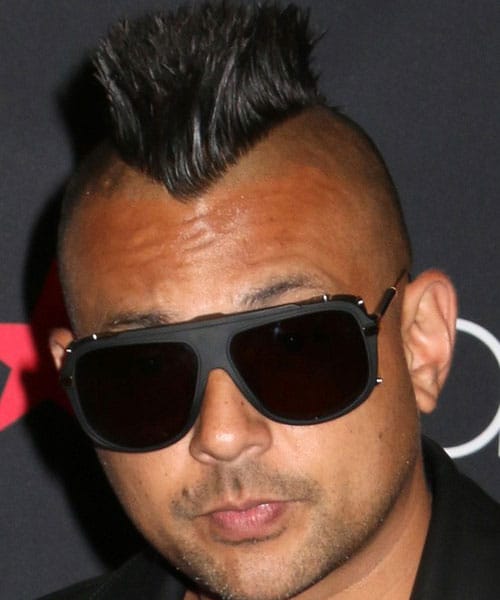 V-Shaped Mohawk with Short Upright Strands of Hair