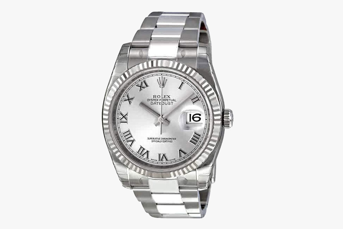 Rolex Perpetual Datejust Rhodium Dial Stainless Steel 18kt White Gold Mens Watch