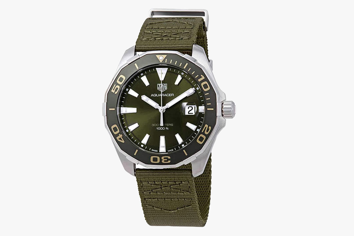 TAG Heuer Aquaracer 43mm Men's Watch w/Khaki Textile Strap WAY101E.FC8222