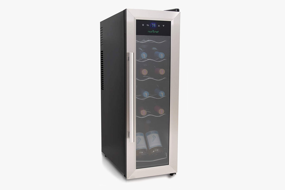 NutriChef PKCWC12 12 Bottle Wine Cooler Refrigerator
