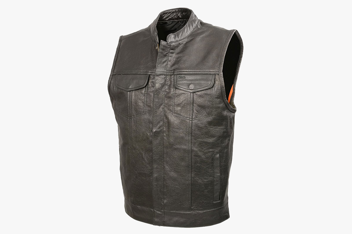 The Biker Zone Leather Vest with Concealed Carry Pocket