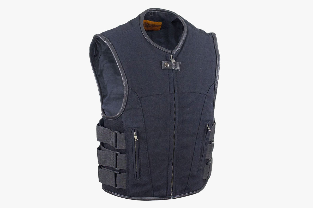 Ultimate Leather Apparel Canvas Motorcycle Vest with Dual Gun Pockets