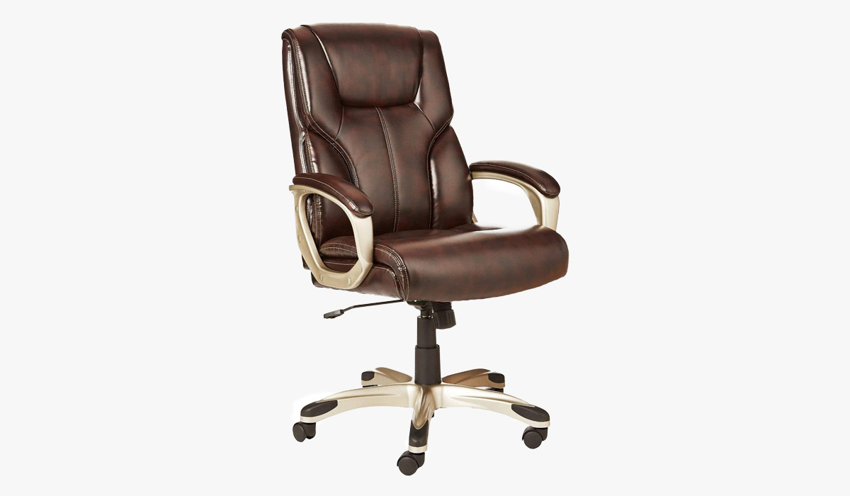 amazonbasics high-back leather executive adjustable office desk chair