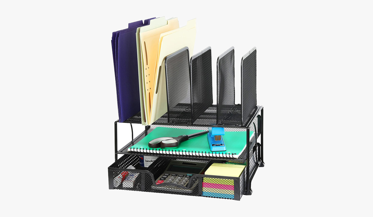 simplehouseware mesh desk organizer with sliding drawer