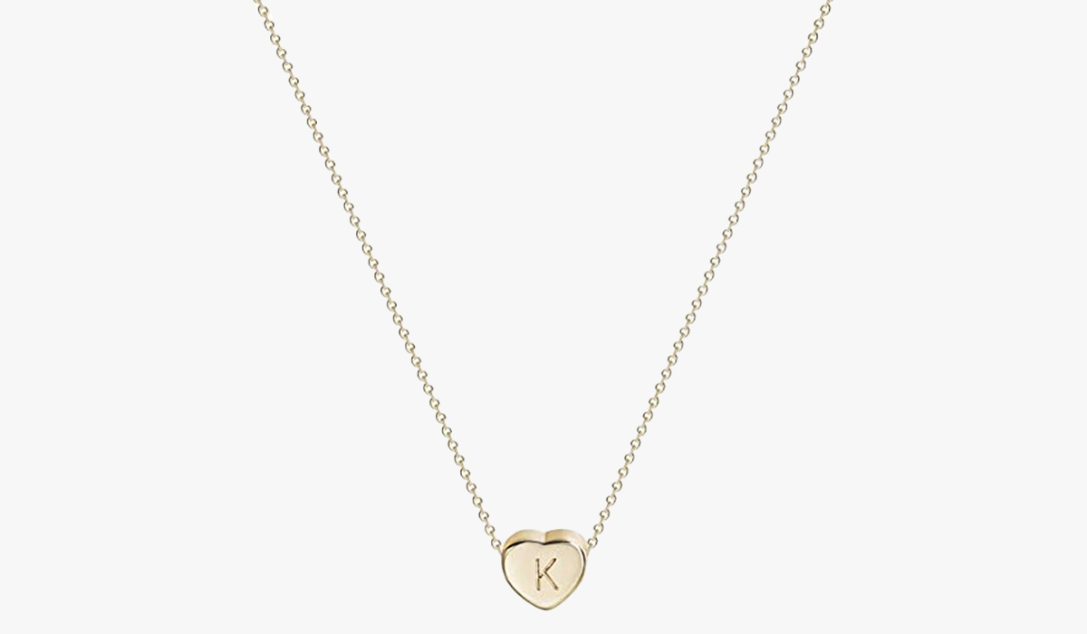 fettero tiny 14k gold initial heart necklace