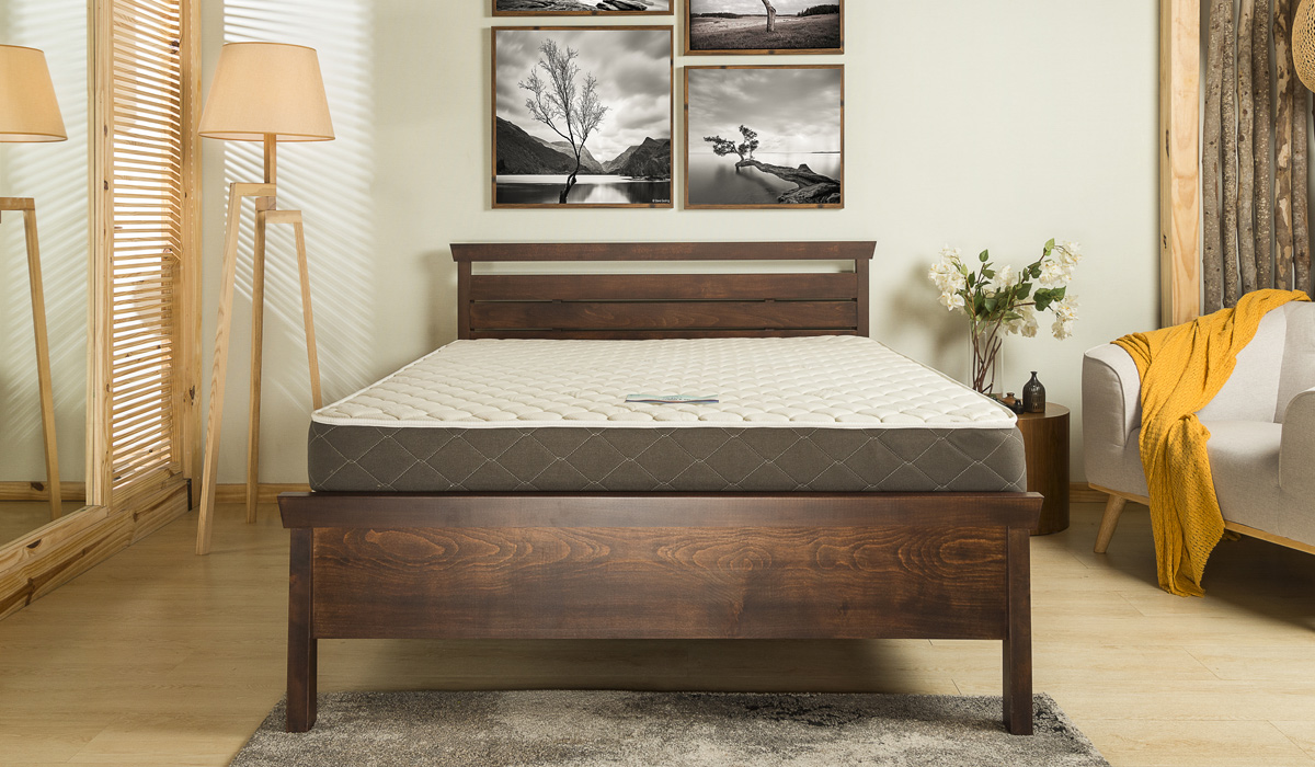 white and brown cooling mattress