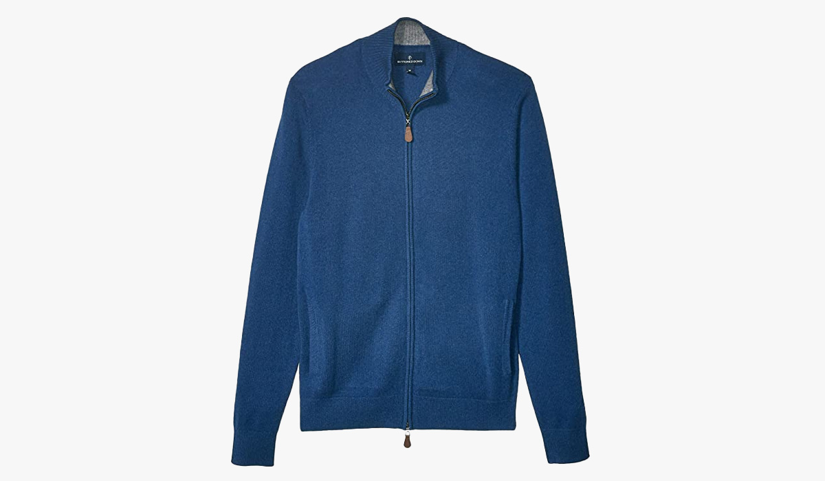 amazon brand - buttoned down men's 100% premium cashmere full-zip sweater