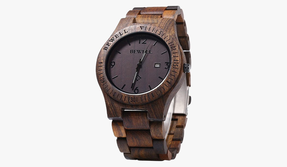 bewell w086b mens wooden watch analog