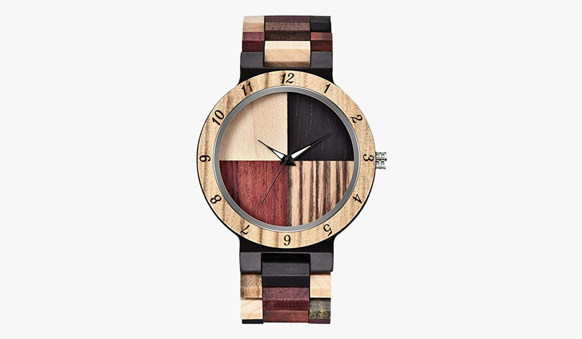 bosin inverted geometric wooden watch