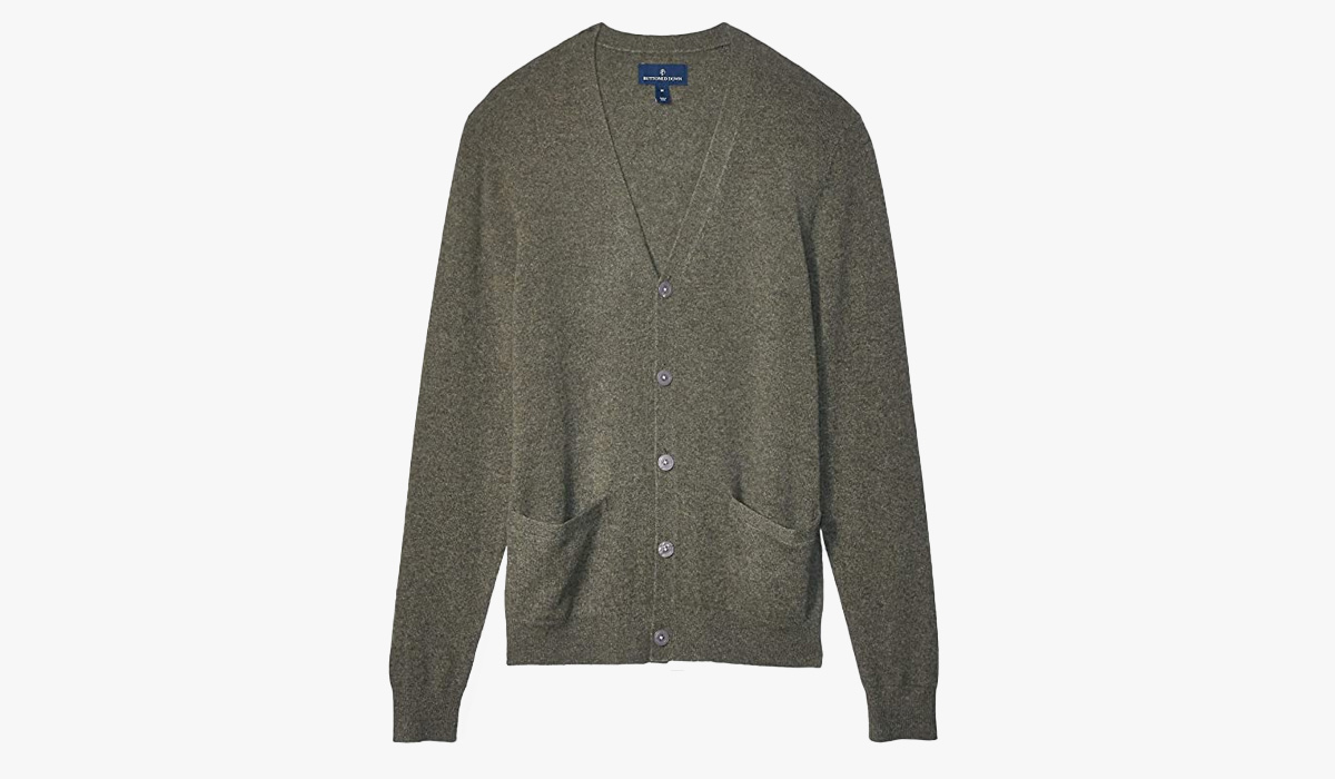 buttoned down men's standard cashmere cardigan sweater