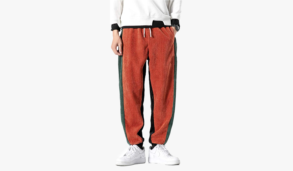 lentta mens baggy tapered fit corduroy pants
