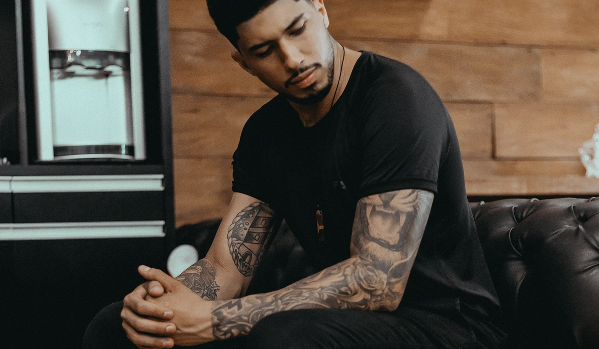 sexy man in arm tattoo style