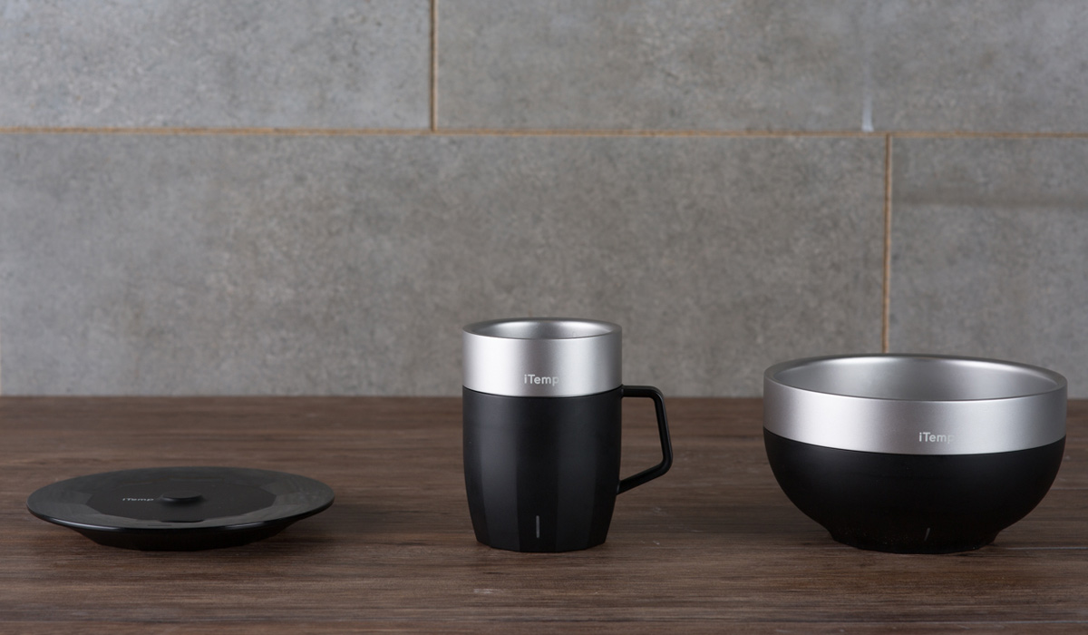 iTemp Insulated Mug and Bowl with Coaster in black