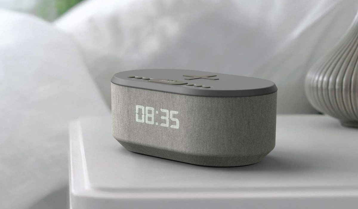 bedside clock in gray